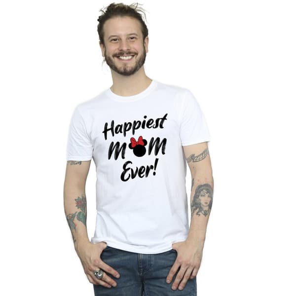 Disney Mens Minnie Mouse Happiest Mom Ever T-Shirt