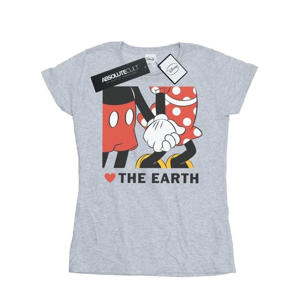 Disney Womens/Ladies Mickey Mouse Heart The Earth Cotton T-Shirt