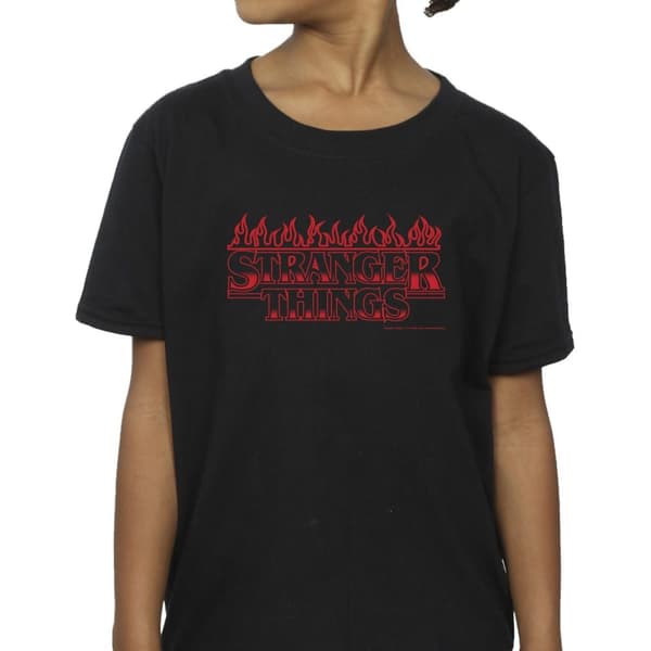 Netflix Stranger Things Flames T-shirt i bomull för flickor
