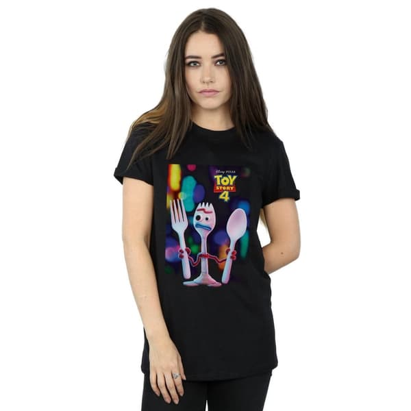 Disney Dam/Tjej Toy Story 4 Forky Poster Boyfriend T-shirt i bomull