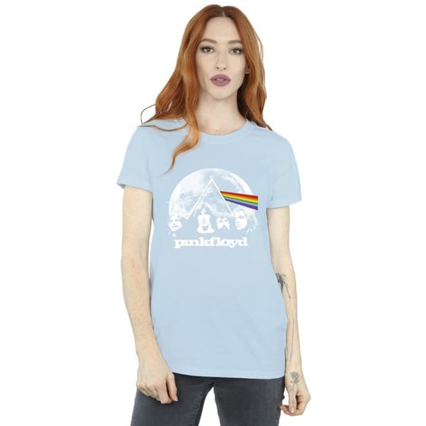 Pink Floyd Womens/Ladies Moon Prism Blue Cotton Boyfriend T-Shirt