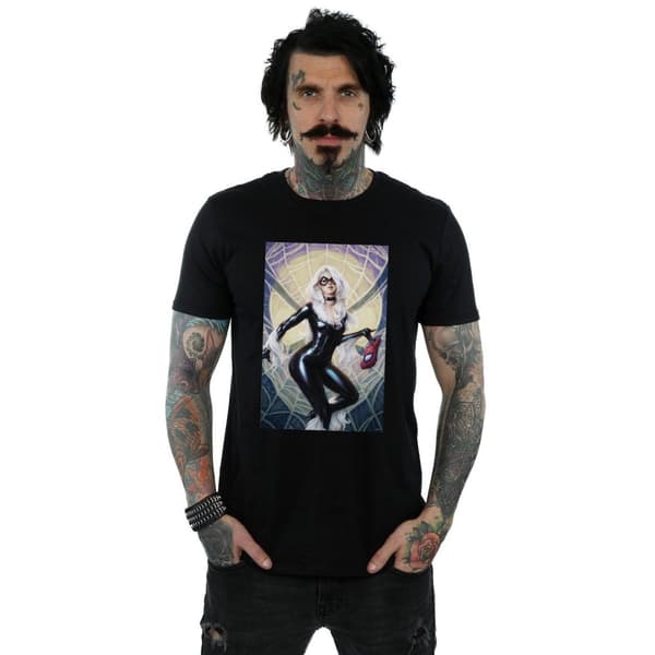 Marvel Mens Black Cat Artwork T-Shirt
