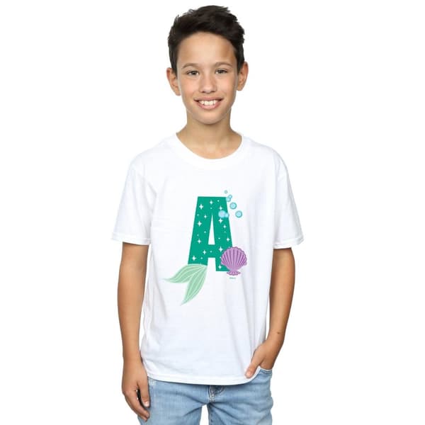 Disney T-shirt med alfabetet A för Ariel för pojkar