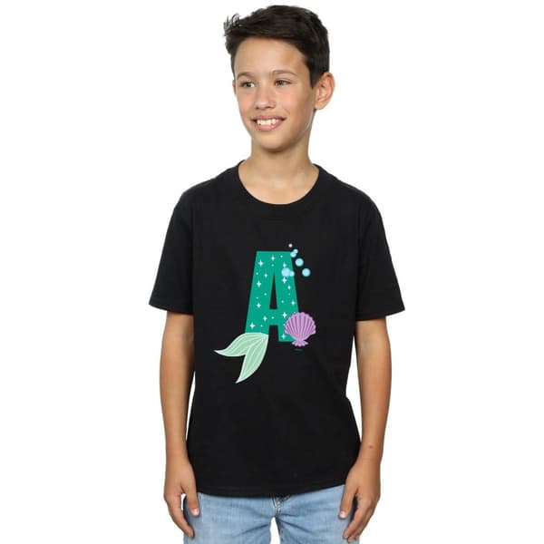 Disney T-shirt med alfabetet A för Ariel för pojkar