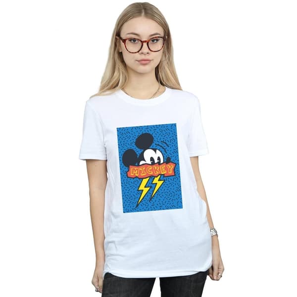 Disney Dam/Tjej Musse Pigg 90-tals Flash Bomull Boyfriend T-shirt