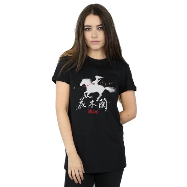 Disney Womens/Ladies Mulan Movie Wind Silhouette Cotton Boyfriend T-Shirt
