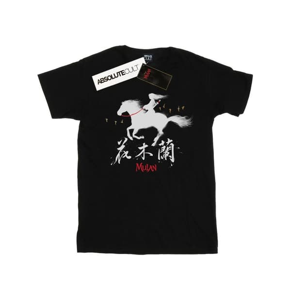 Disney Womens/Ladies Mulan Movie Wind Silhouette Cotton Boyfriend T-Shirt Black S