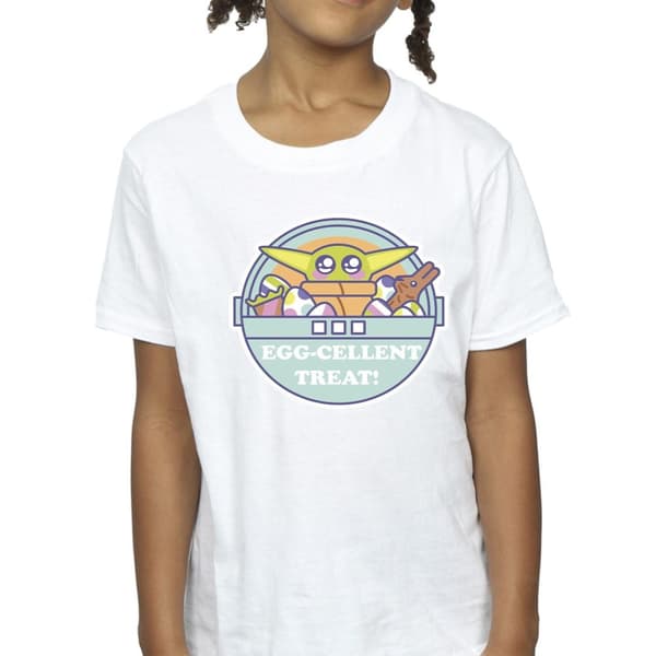Star Wars Girls The Mandalorian Eggcellent Easter Cotton T-Shirt