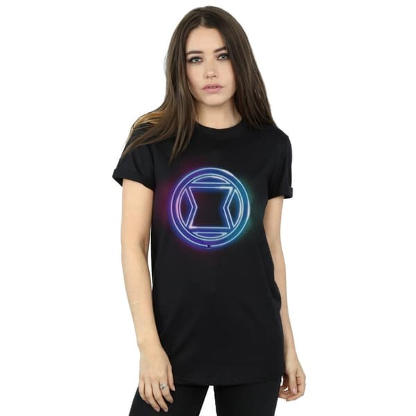 Marvel Womens/Ladies Black Widow Neon Logo Cotton Boyfriend T-Shirt