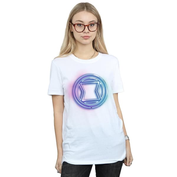 Marvel Womens/Ladies Black Widow Neon Logo Cotton Boyfriend T-Shirt