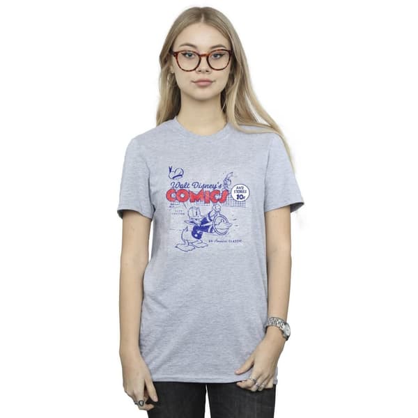 Disney Womens/Ladies Donald Duck Comics Cotton Boyfriend T-Shirt
