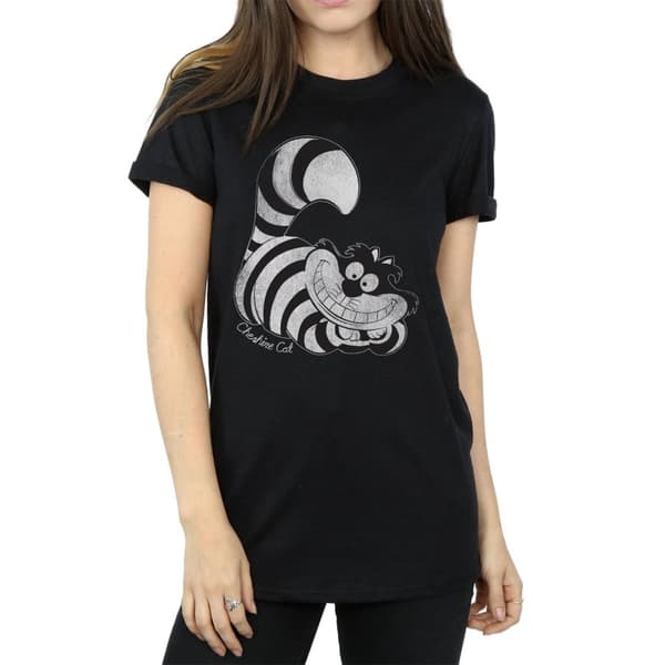 Disney Dam/Tjej Alice i underlandet Mono Cheshire Cat Bomull Boyfriend T-shirt