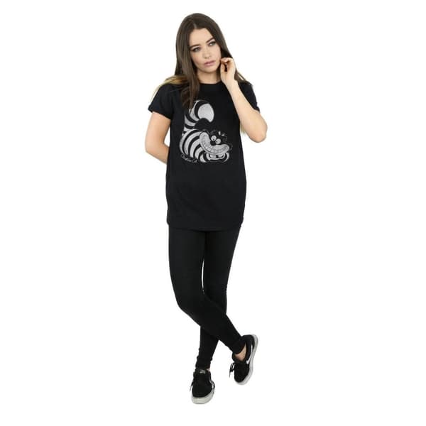Disney Dam/Tjej Alice i underlandet Mono Cheshire Cat Bomull Boyfriend T-shirt