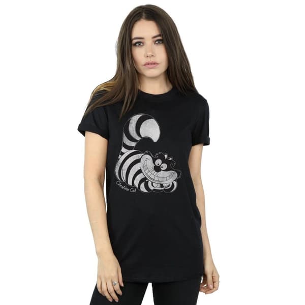 Disney Dam/Tjej Alice i underlandet Mono Cheshire Cat Bomull Boyfriend T-shirt