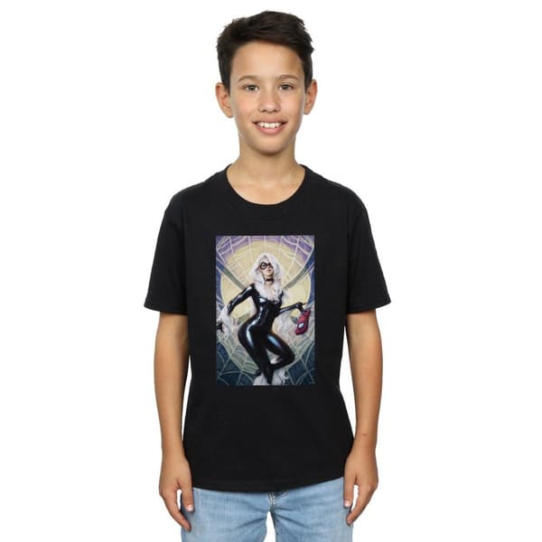 Marvel Boys Black Cat Artwork T-Shirt