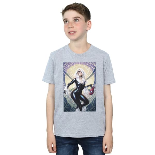 Marvel Boys Black Cat Artwork T-Shirt