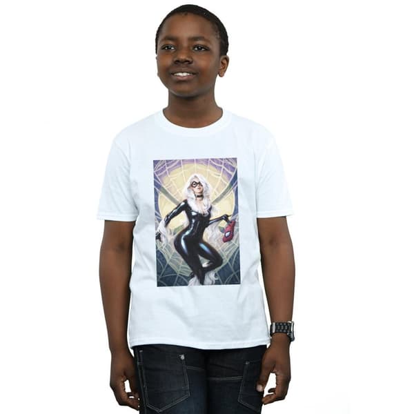 Marvel Boys Black Cat Artwork T-Shirt
