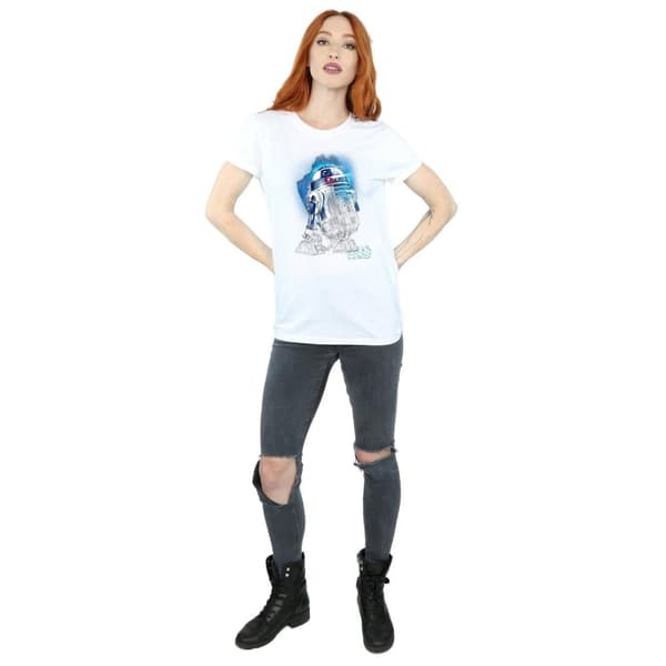 Star Wars Dam/Tjej - De sista jediriddarna R2-D2 Boyfriend-t-shirt i borstad bomull