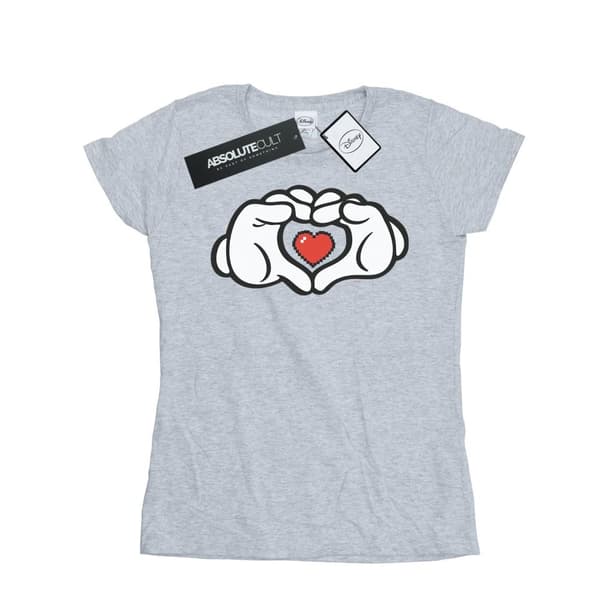 Disney Dam/Tjej Musse Pigg Hjärta Händer Bomulls-T-shirt