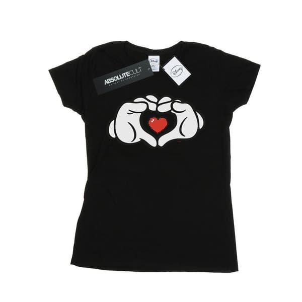 Disney Dam/Tjej Musse Pigg Hjärta Händer Bomulls-T-shirt