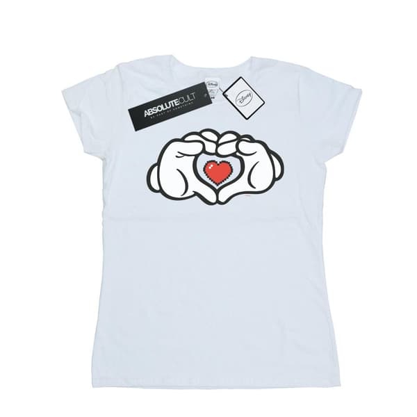 Disney Dam/Tjej Musse Pigg Hjärta Händer Bomulls-T-shirt