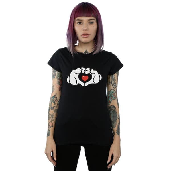 Disney Dam/Tjej Musse Pigg Hjärta Händer Bomulls-T-shirt