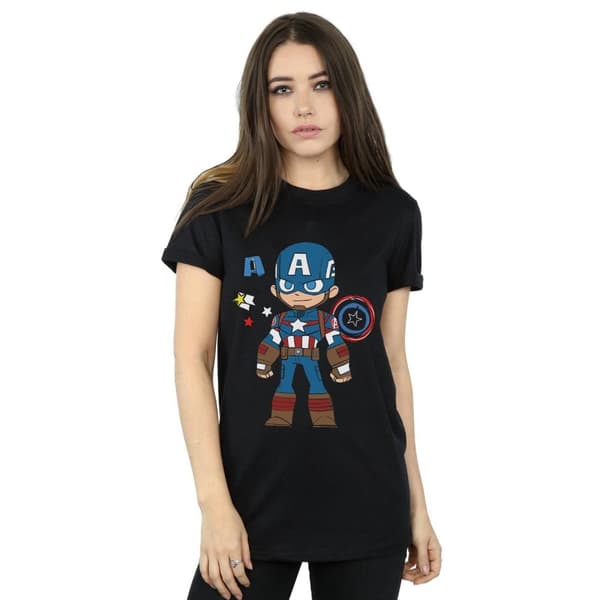 Marvel Womens/Ladies Captain America Sketch Cotton Boyfriend T-Shirt