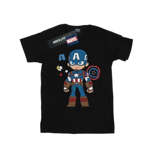 Marvel Womens/Ladies Captain America Sketch Cotton Boyfriend T-Shirt Black XL