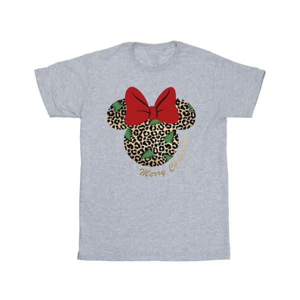 Disney Minnie Mouse Leopard Christmas T-shirt i bomull för flickor
