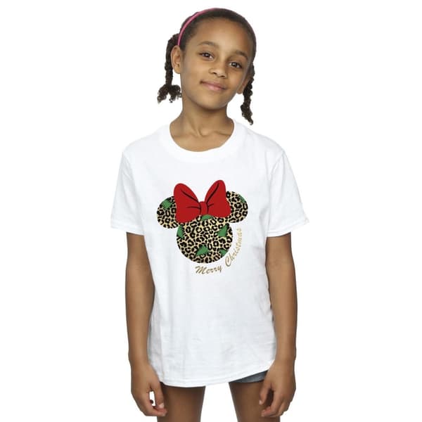 Disney Minnie Mouse Leopard Christmas T-shirt i bomull för flickor
