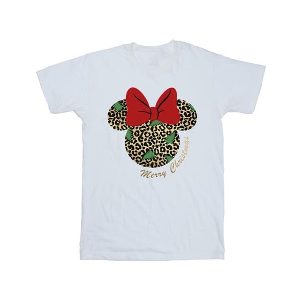Disney Minnie Mouse Leopard Christmas T-shirt i bomull för flickor