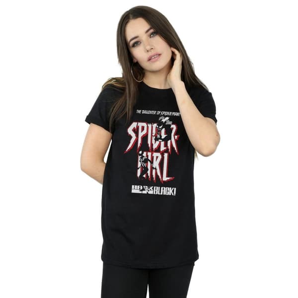 Marvel Dam/Tjej Spider-Girl Back In Black Boyfriend T-shirt i bomull