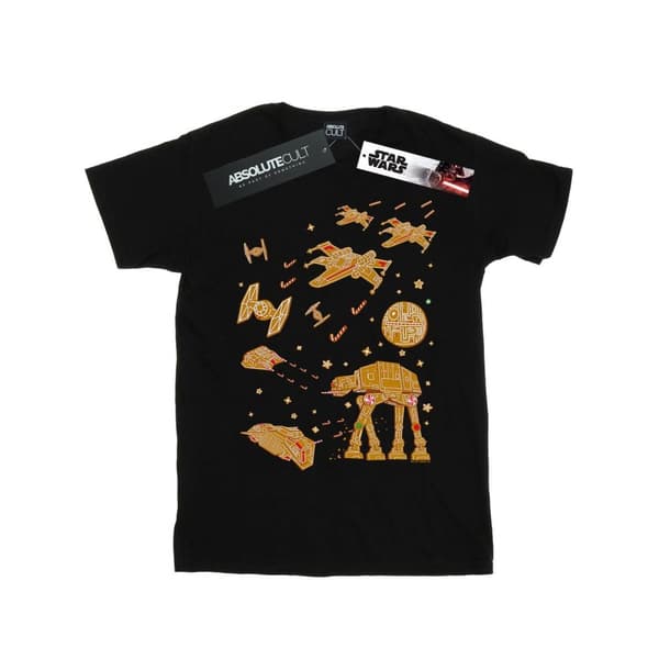 Star Wars Womens/Ladies Gingerbread Battle Cotton Boyfriend T-Shirt Black M
