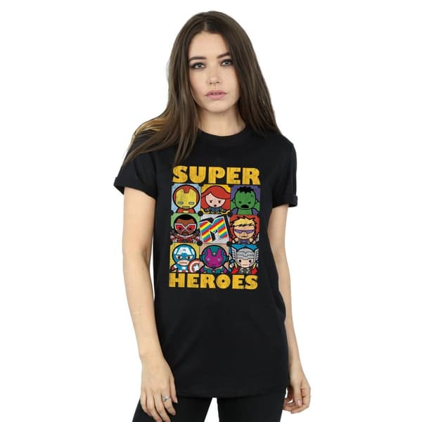 Marvel Womens/Ladies Kawaii Super Heroes Cotton Boyfriend T-Shirt