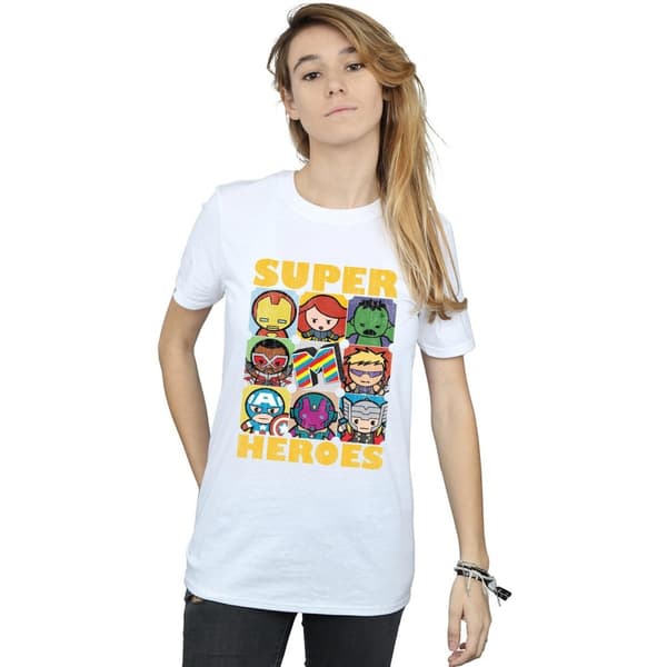 Marvel Womens/Ladies Kawaii Super Heroes Cotton Boyfriend T-Shirt
