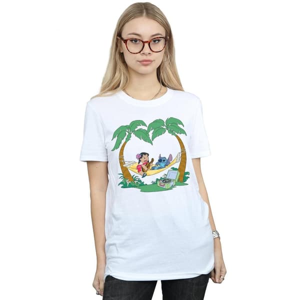 Disney Womens/Ladies Lilo And Stitch Play Some Music Cotton Boyfriend T-Shirt