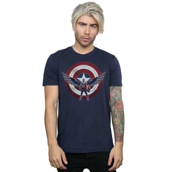 Marvel Mens Falcon And The Winter Soldier Captain America Shield Pose T-Shirt
