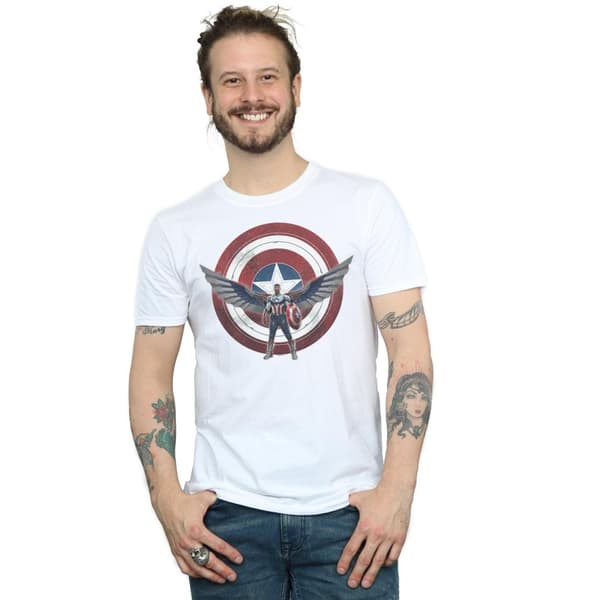 Marvel Mens Falcon And The Winter Soldier Captain America Shield Pose T-Shirt