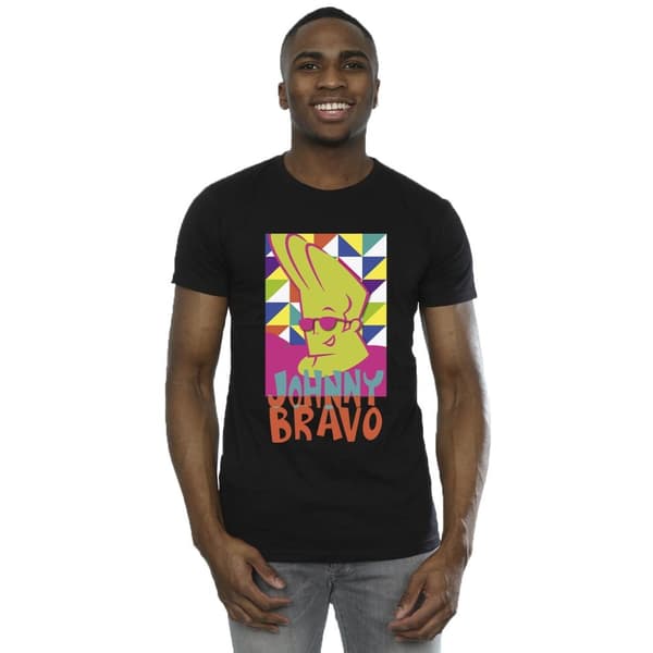 Johnny Bravo Mens Multi Triangles Pop Art T-Shirt