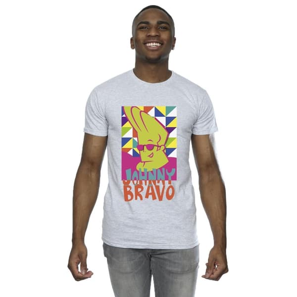 Johnny Bravo Mens Multi Triangles Pop Art T-Shirt