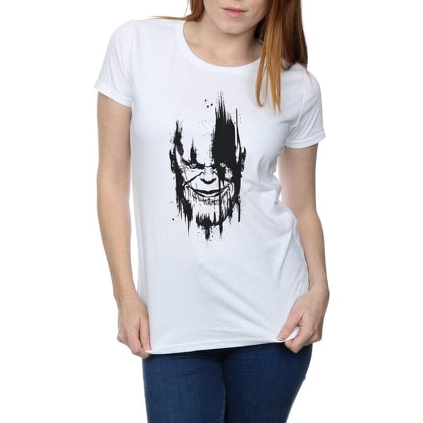 Marvel Dam/Tjej Avengers Infinity War Thanos ansikte bomulls t-shirt