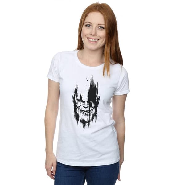 Marvel Dam/Tjej Avengers Infinity War Thanos ansikte bomulls t-shirt