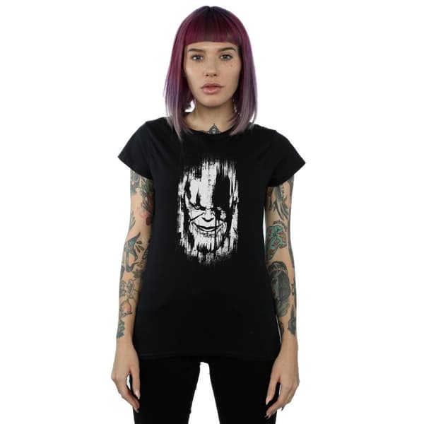 Marvel Dam/Tjej Avengers Infinity War Thanos ansikte bomulls t-shirt