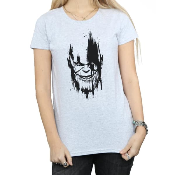 Marvel Dam/Tjej Avengers Infinity War Thanos ansikte bomulls t-shirt