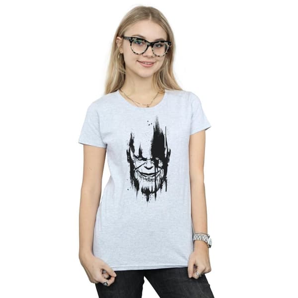 Marvel Dam/Tjej Avengers Infinity War Thanos ansikte bomulls t-shirt