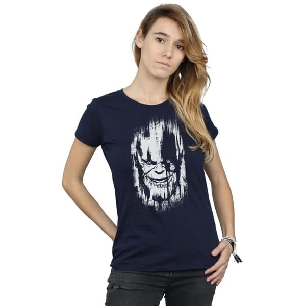 Marvel Dam/Tjej Avengers Infinity War Thanos ansikte bomulls t-shirt