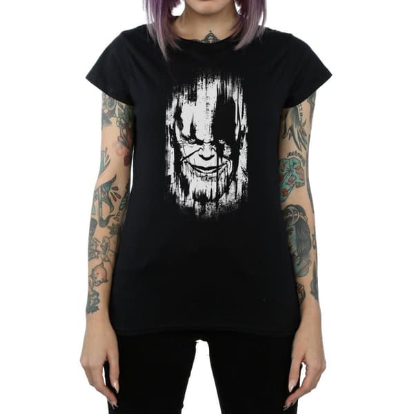 Marvel Dam/Tjej Avengers Infinity War Thanos ansikte bomulls t-shirt