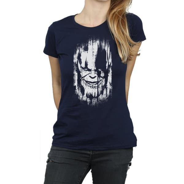 Marvel Dam/Tjej Avengers Infinity War Thanos ansikte bomulls t-shirt