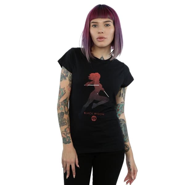 Marvel Black Widow Silhouette - bomulls-T-shirt för kvinnor/damer