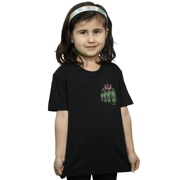 Marvel Girls Hulk Tattoo Fist Breast Print Cotton T-Shirt